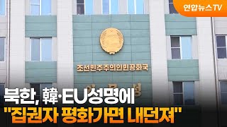 북한, 韓·EU성명에 "평화가면 내던져…적대 원칙불변" / 연합뉴스TV (YonhapnewsTV)