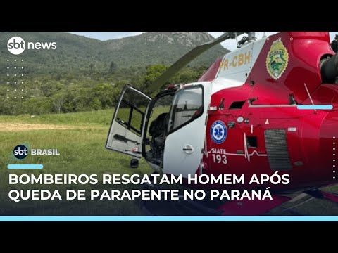 Homem cai de parapente e é resgatado de morro em Quatro Barras (PR) | #SBTBrasil