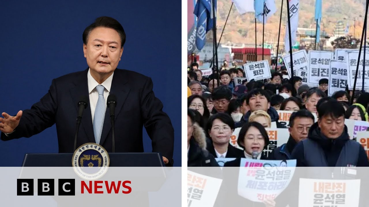 South Korea opposition files motion to impeach Yoon | BBC News