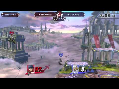Paragon Qualifier - 2Scoops Nicko (Marth) vs 4GG K9sbruce (Sheik) - Smash Wii U
