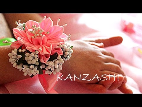 Браслет Канзаши к празднику - Мастер Класс - Kanzashi Hand Made