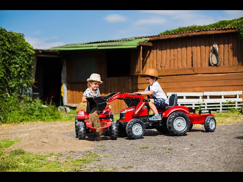 Trampbil FALK Traktor med vagn Massey Ferguson