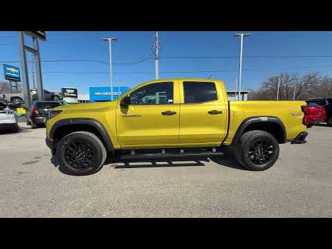 2023 Chevrolet Colorado Crew Cab Short Box 4-Wheel Drive Trail Boss in Yellow for sale at Ontario Motor Sales in Oshawa, ON