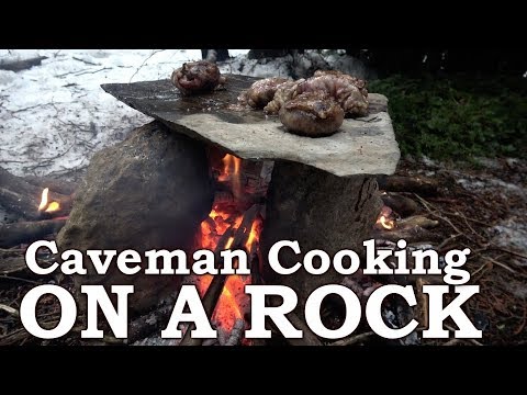 PRIMITIVE TECHNOLOGY | ROCK OVEN like CAVEMAN | Eating CAUL FAT, HEART, KIDNEY, TONGUE & MEAT