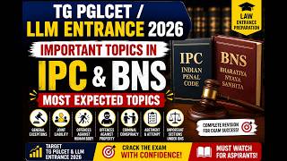 TG PGLCET / LLM Entrance 2026 | Important Topics in IPC and BNS | Most Expected Topics