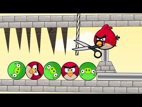Angry Birds Pigs Out - CUT ROPE TO RESCUE BIRD AND KICK OUT ROUND PIGS!