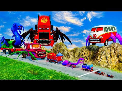 ALL MONSTERS.EXE Big & Small Cars vs Downhill Madness wth EPIC BATTLE FILLMORE EATER & MACK EATER