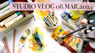08.03.2024 Studio Vlog | Organising Art Supplies + Painting an Abstract!