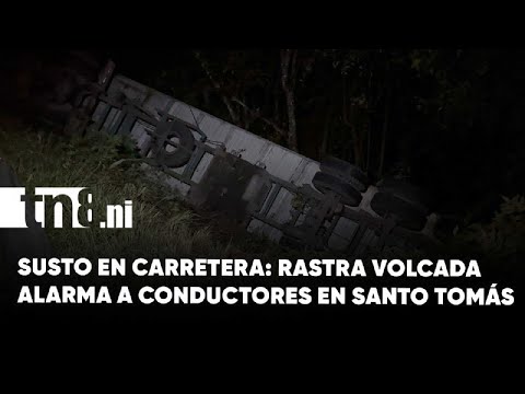 Rastra se vuelca en la peligrosa vuelta Las Ñámbaras, Santo Tomás, Chontales