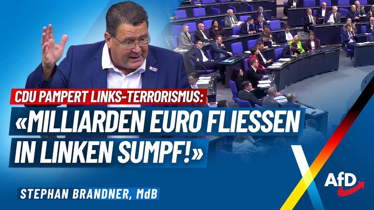 CDU pampert Links-Terrorismus:"Milliarden Euro fließen in linken Sumpf!" - Stephan Brandner - AfD