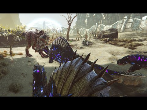 Ark Survival Evolved: Extinction DLC - Defending a huge Element Node from waves of Corrupted Dinos!