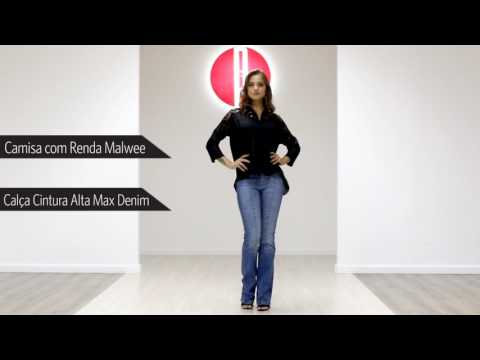 Camisa com Renda Feminina Malwee - 6700011612/ Calça Jeans Boot Cut Feminina Max Denim - 6710039564