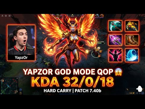 🔥 YapzOr - Queen of Pain Goes GOD MODE 😱 | HARD CARRY | Patch 7.40b 🔥 KDA 32 0 18 #yapzor