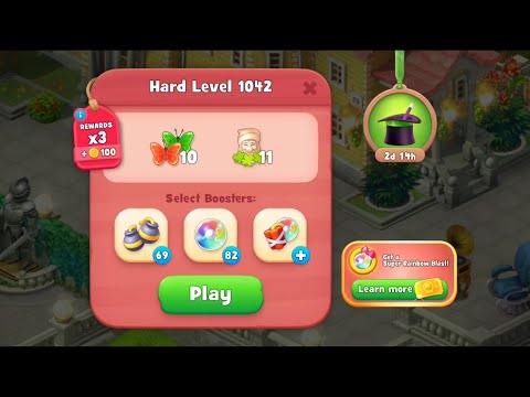 Gardenscapes Level 1042 Walkthrough "No Boosters Used"