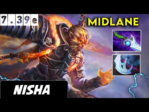 Nisha Monkey King Midlane - Dota 2 Patch 7.39e Pro player Full Gameplay