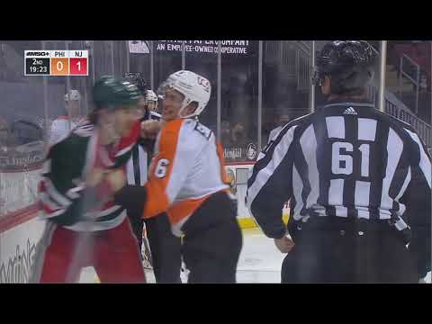 NHL Fight - Flyers @ Devils - Sanheim vs McLeod - 27 04 2021