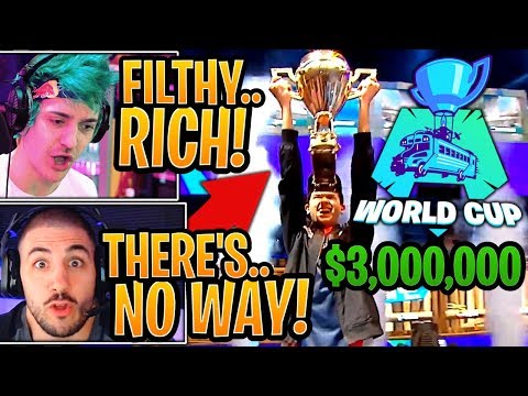 Streamers React to "Bugha" WINNING the $3,000,000 Solo Fortnite World Cup!