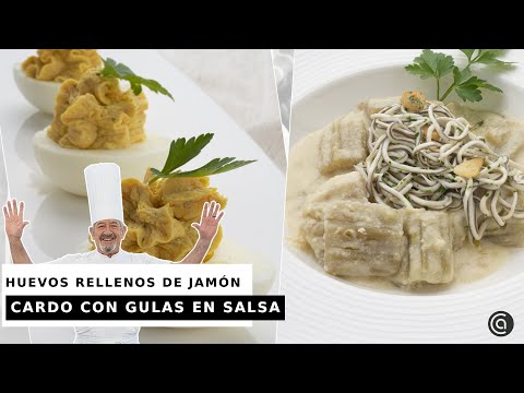 HUEVOS RELLENOS de JAMÓN - CARDO en salsa de ALMENDRAS con gulas® ¡con Arguiñano!