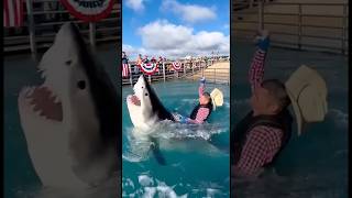 Would you survive the Mechanical Shark? 🌊 #animals #babifreitas