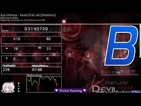 Another hard 2010 map beaten!!! Aya Ishihara Reset Full ver Madness 5.18 Star