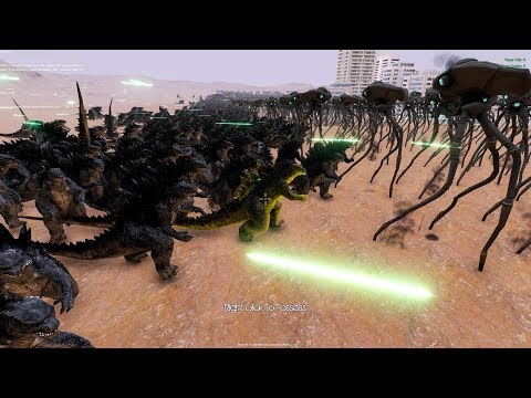 Godzilla Vs Tripod Alien