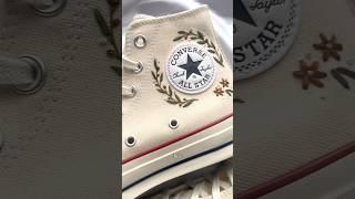 Would you wear a pair of embroidered Converse?👟✨ #embroidery #fashion #handmade #custom #shoes