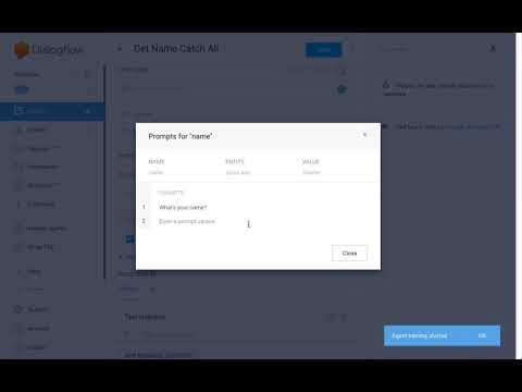 Dialogflow Chatbot - Name Recognition With Multiple Intents (Using a Wildcard Entity) Video