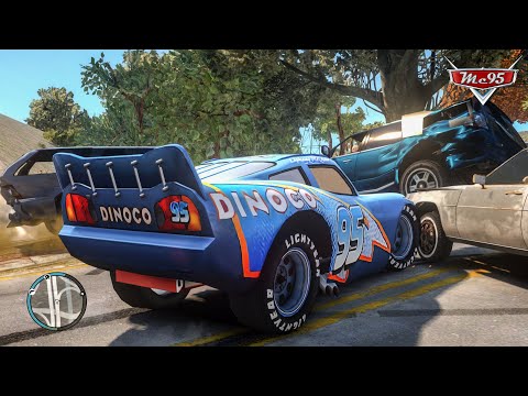 Crazy Rayo Lightning McQueen Dinoco Car Crashes Ep.73 - GTA 4