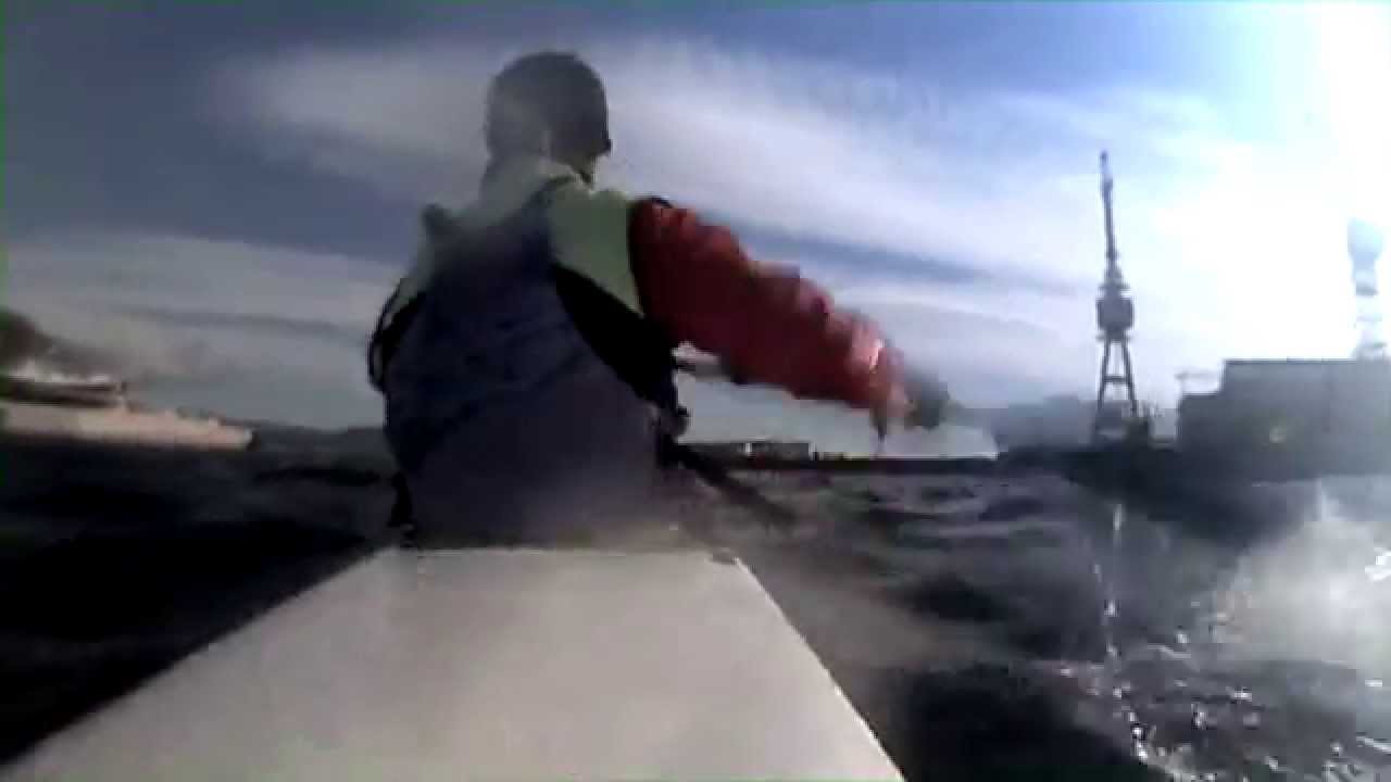 Surfski trip by heavy wind and sea during Christmas eve