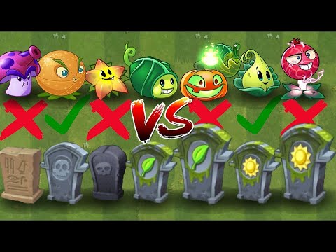 PvZ2 Challenge - How Many Plants Can Defeat 7 Different Gravestone Using Only 1 Plant Food?