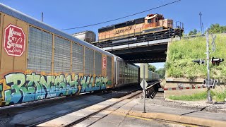 Dangerous Blind Railroad Crossing, Trains Over &amp; Under, Hobo Shoestring, Amtrak, BNSF, Galesburg, Il