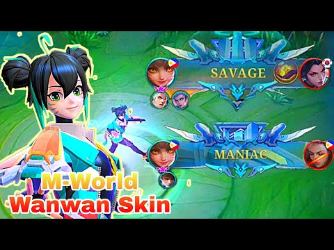 Wanwan Mworld skin montage Savage maniac damagehack | mlbb S24