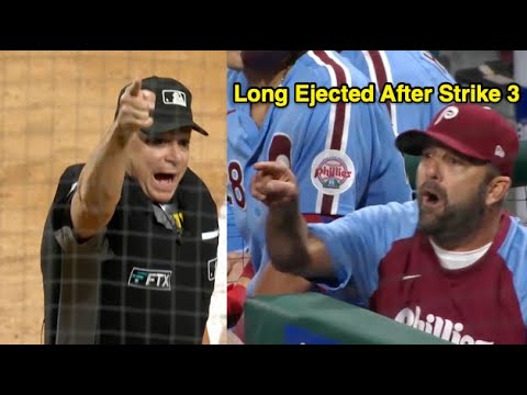 Ejection 166 - Kevin Long Kicked Out After Andy Fletcher's Strike 3 Call to Phillies' Dalton Guthrie