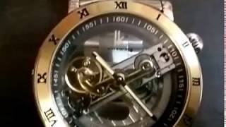 Chinabuye IK98399 Roman Transparent Dial Auto Mechanical Men's Wristwatch - Golden Brzel