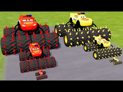 Big & Small McQueen Police VS Train | BeamNG.drive