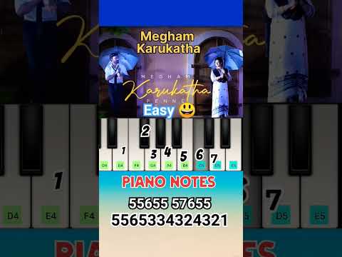Megham Karukatha Bgm | Piano Notes Slow & Easy #shorts