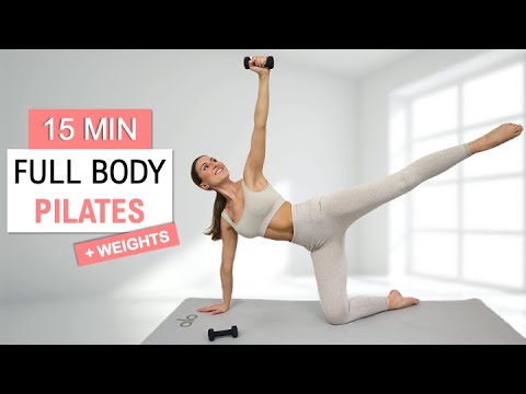 15 Min FULL BODY PILATES + WEIGHTS | Strength, Toning + Balance | No Repeat | Low Impact