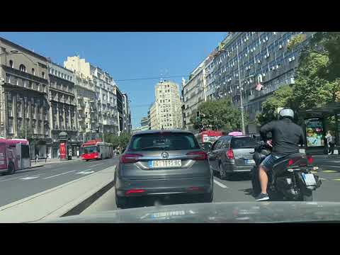 Beograd, vožnja, trg Slavija - palata Albanija - Narodno pozorište - Dorćol