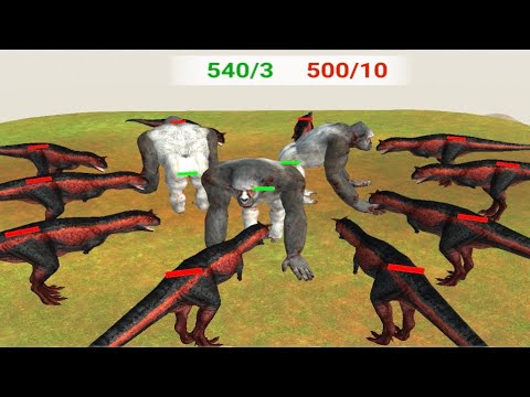 3 giant Goro Surrounded By 10 Carnotaurus, Let’s See Who Will Win - Animal Revolt Battle Simulator
