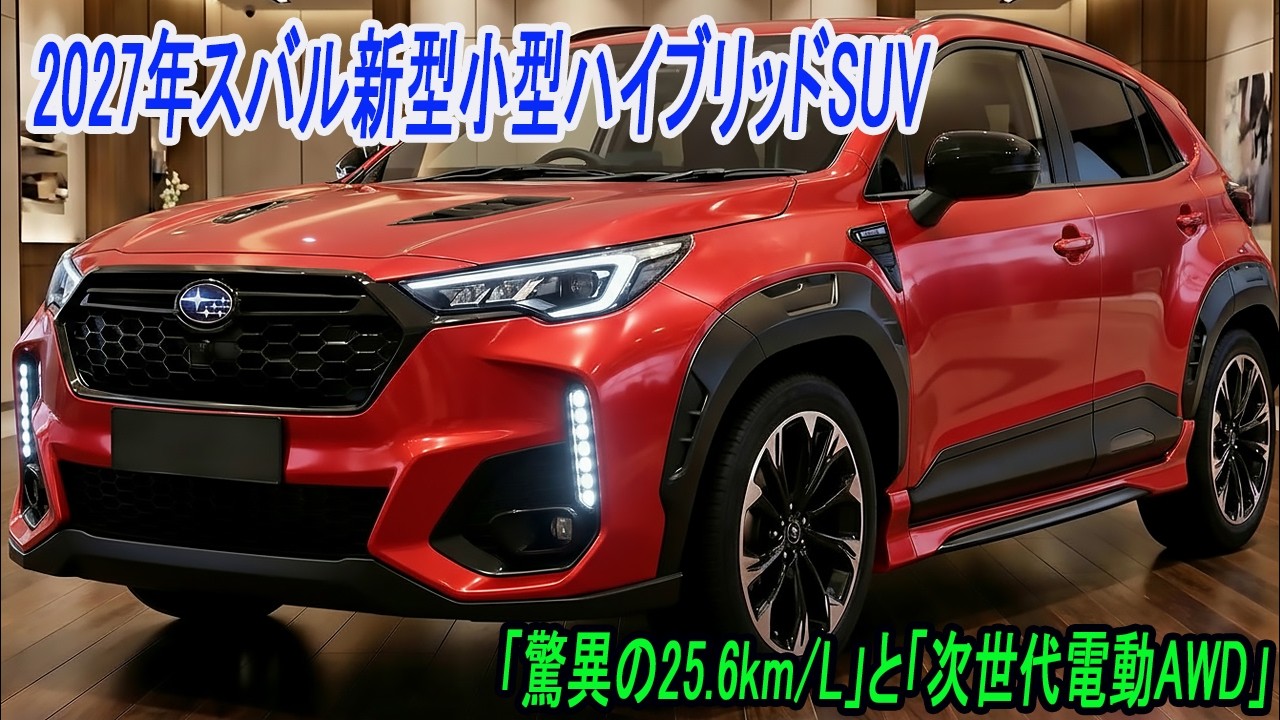 スバル新型小型ハイブリッドSUV「驚異の25.6km/L」と「次世代電動AWD」2027年発売予定！トヨタの最強ハイブリッド搭載で！
