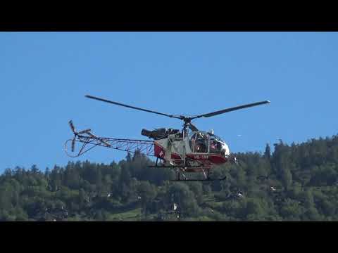 Helico Lama SA315B HB-XRE Air Glaciers landing  Sion airport Valais Switzerland 28.09.2020