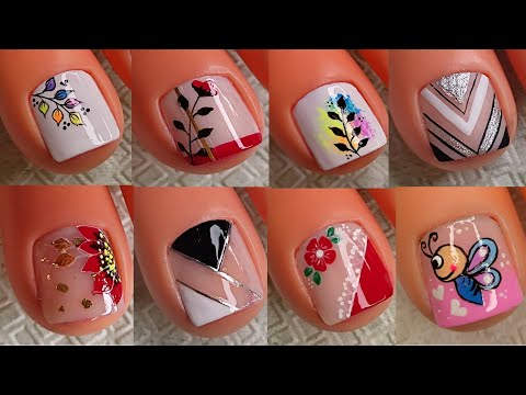 DISEÑOS de UÑAS variados y coloridas|Recopilación de diseños de uñas para PÍES 🦶🏼💅😍
