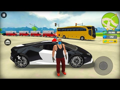 Coach Passenger Bus Ambulance Police Officer Car Chase Monster Truck Racing - Android Gameplay.
