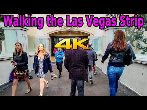 LAS VEGAS STRIP WALKING TOUR ON A CHILLY AFTERNOON in 4K