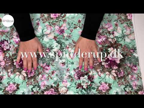Se produktvideoen til Bomuldsjersey med blomster - mint på YouTube