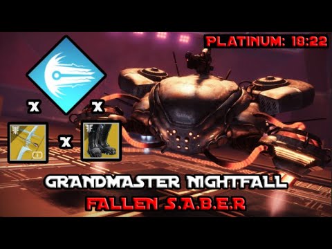 Solo Grandmaster Nightfall - Fallen Saber / Arc Warlock Build (18:22) [Destiny 2]