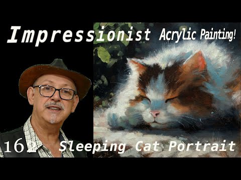 Painting LOOSE, THICK and BOLD in ACRYLICS! Cat Portrait. #impressionism  #acrylicpainting
