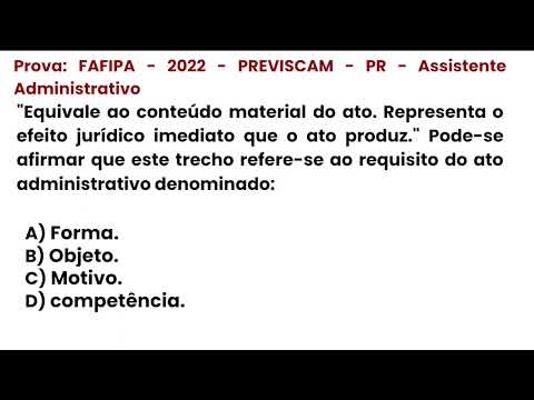 194- Prova de concurso público : FAFIPA - 2022 - PREVISCAM - PR - Assistente Administrativo