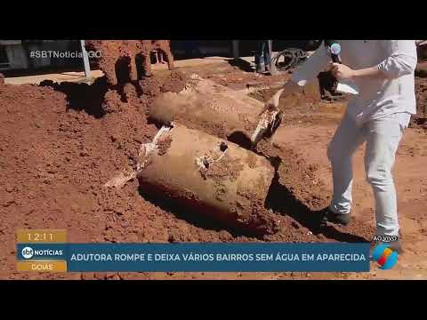 Rompimento de adutora deixa milhares de moradores sem água em Aparecida de Goiânia