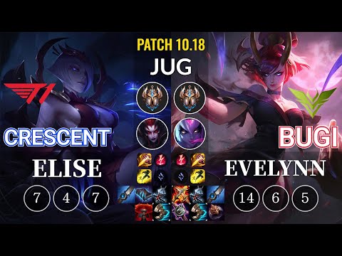 T1 Crescent Elise vs V3 Bugi Evelynn Jungle - KR Patch 10.18